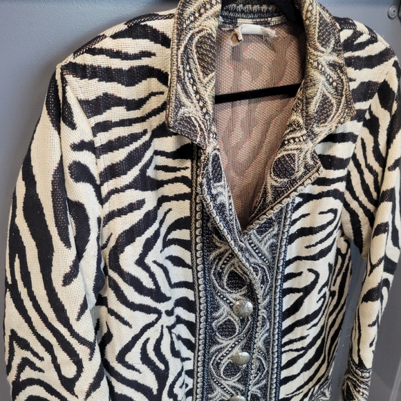 80s Painted Pony Womens large Zeebra Animal Tapestry Woven Jacket USA, Painted P - Picture 7 of 8